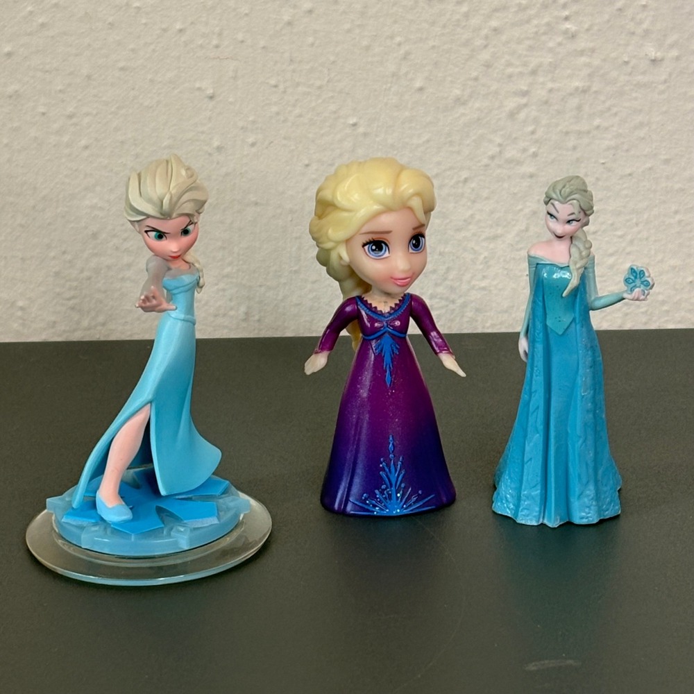 Disney Elsa Figures Kids OS Blue Purple Excellent Frozen Infinity Lot 3pc